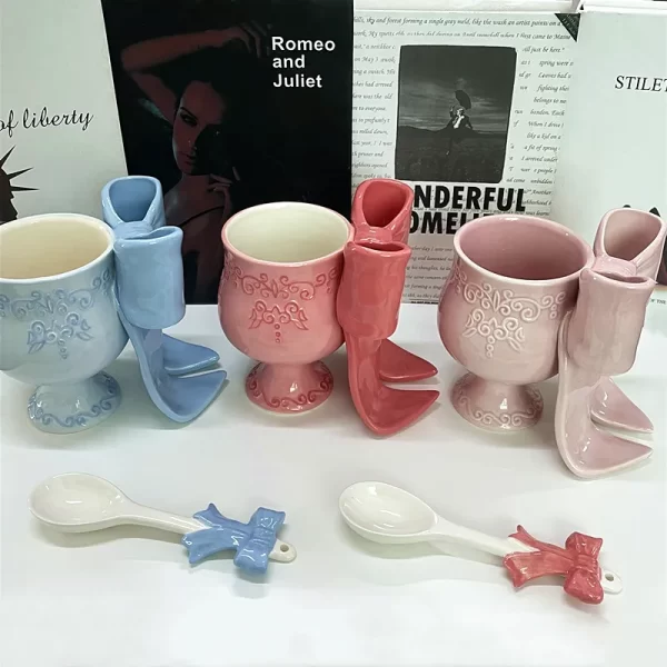 Wholesale Embossed Coffee Mugs with Cute Pink Bows 2