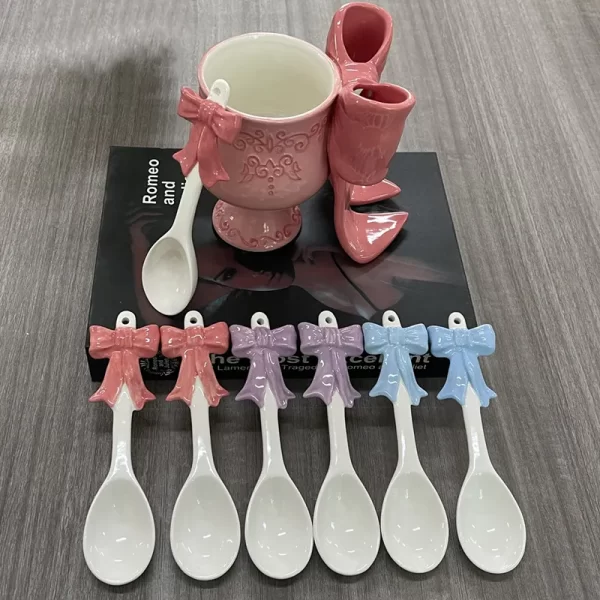 Wholesale Embossed Coffee Mugs with Cute Pink Bows 9