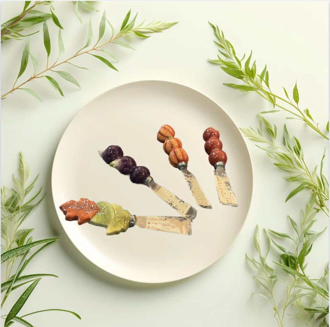 Custom Ceramic Handle Cutlery for Dining Includes Steak Knife, Dessert Fork & Spoon