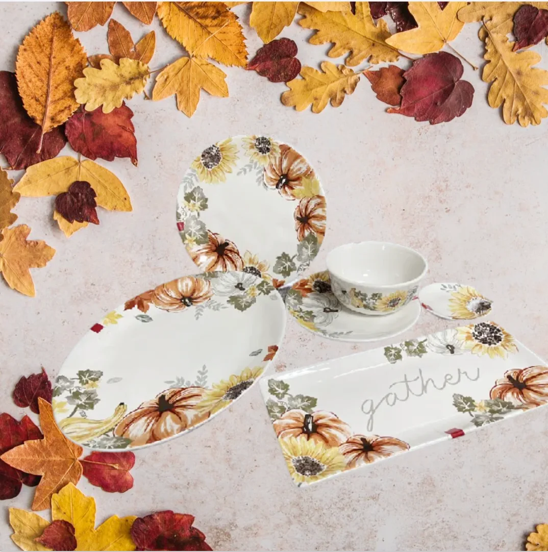 Custom Ceramic Tableware Set Pumpkin Design Plate and Bowl Set for Elegant Dining