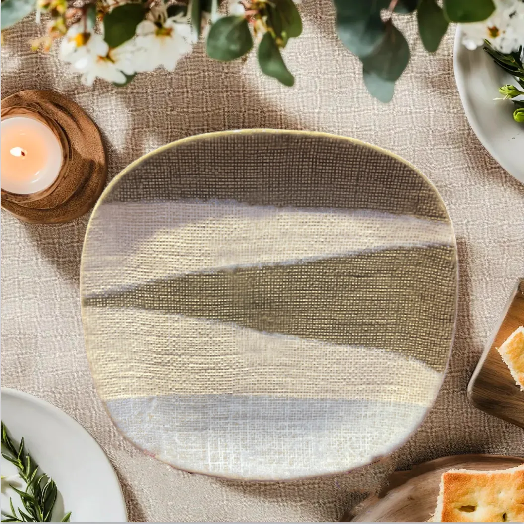Custom Porcelain Plate Linen Texture Series Shallow Plate